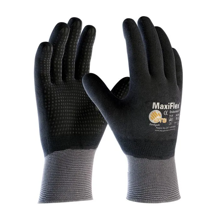 PIP ATG 34-846 MaxiFlex Endurance Touchscreen Gloves with Dotted Palms and Full Coat Nitrile MicroFoam, Gray, 1 Dozen