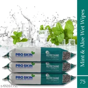 PRO SKIN Refreshing wet wipes Mint & Aloe Vera pack of 3