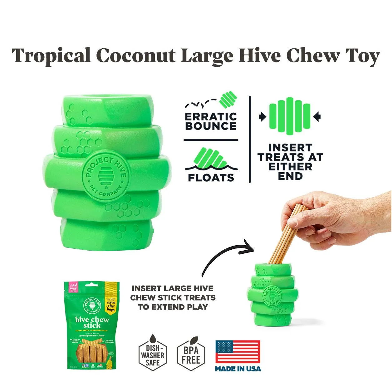 Project Hive Durable Large Chew Toy for Dogs - Coconut