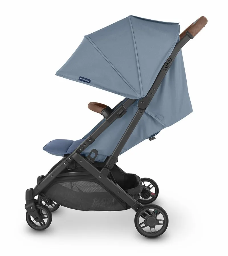 UPPAbaby Minu V2 Compact Stroller - Charlotte (Coastal Blue Melange / Carbon / Saddle Leather) (Open Box - NEW)