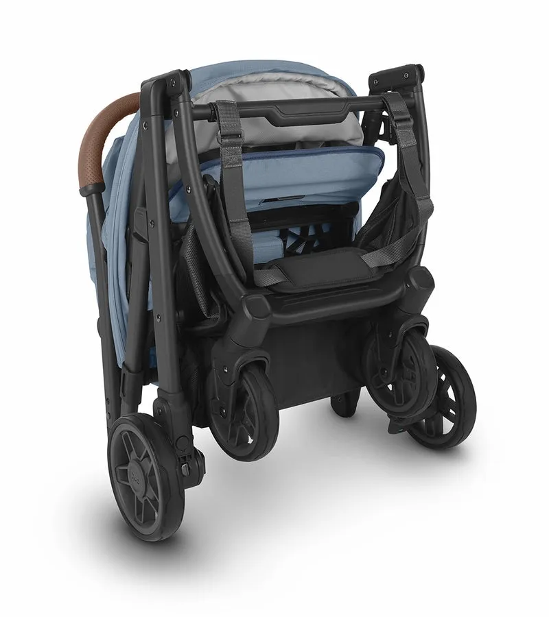 UPPAbaby Minu V2 Compact Stroller - Charlotte (Coastal Blue Melange / Carbon / Saddle Leather) (Open Box - NEW)