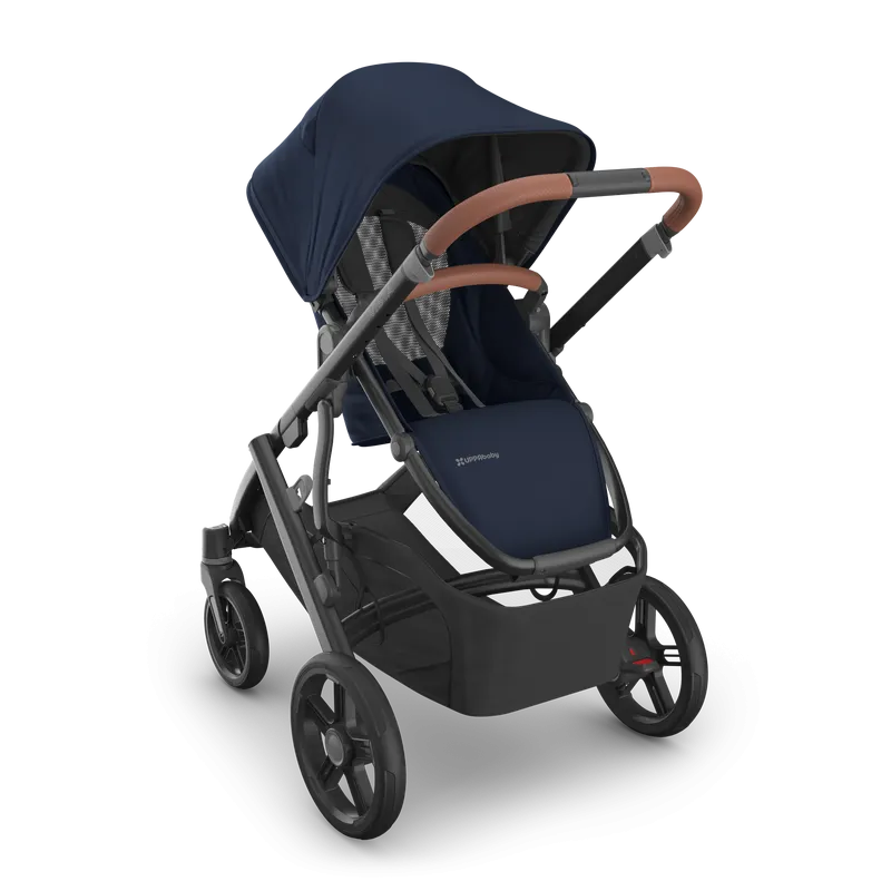 UPPAbaby Vista V3 Stroller & Bassinet Bundle - Noa (Navy / Carbon Frame / Saddle Leather)